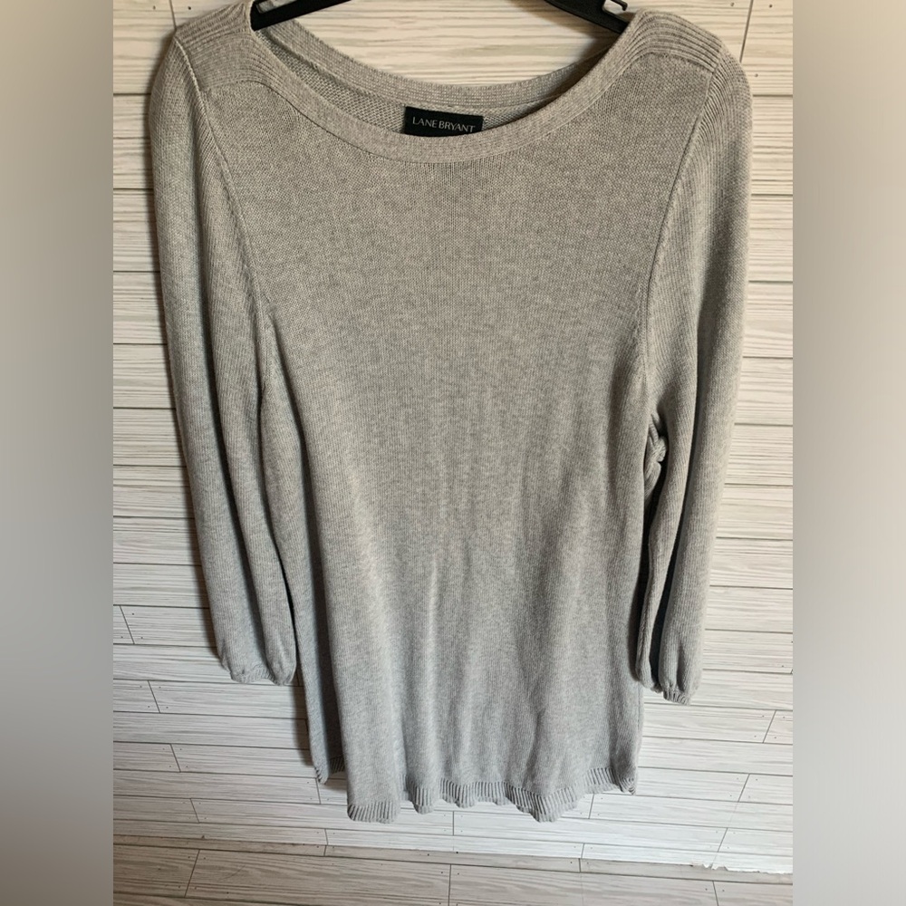 Lane Bryant Light Gray Long Sleeve Knit sweater dress